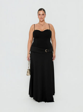 Nola Hardware Slit Maxi Skirt Black Curve