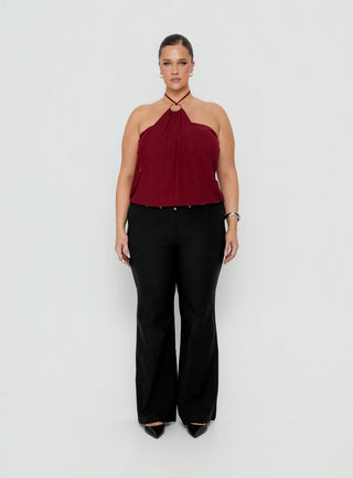 Yevina Eyelet Flare Pant Black Curve