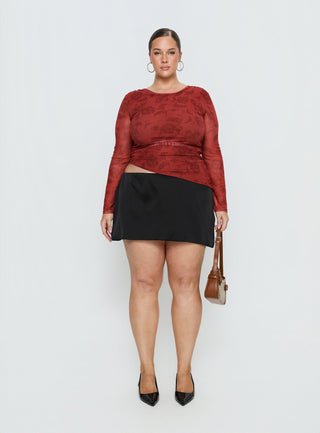 Nadya Satin Tailored Mini Skirt Black Curve