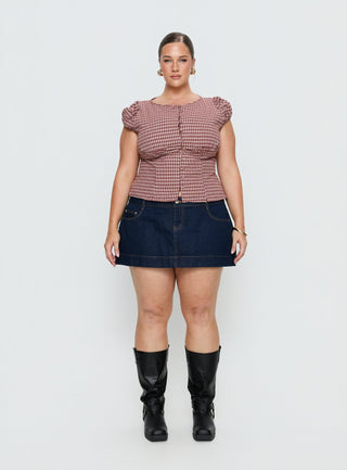 Warna Low Rise Denim Mini Skirt Dark Wash Curve