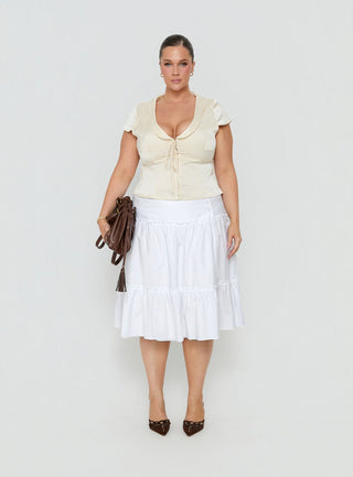 Cascades Low Rise Midi Skirt White Curve