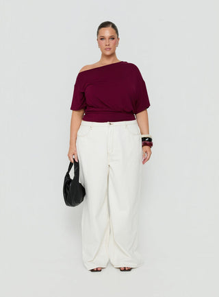 Ashlinn Off Shoulder Drapey Top Cherry Lacquer Curve