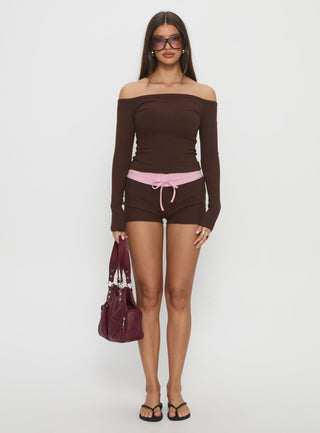Baseline Rib Micro Shorts Brown  Pink