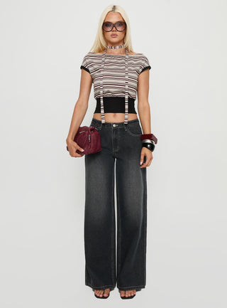 Ramos Low Rise Wide Leg Jeans Dark Grey Wash