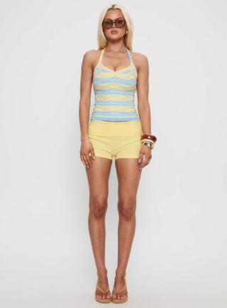 Emblematic Halter Top Blue  Yellow