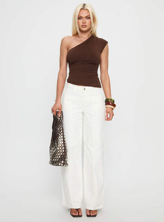 Amelyn One Shoulder Top Brown
