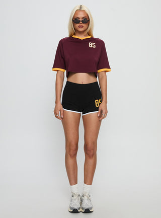 ASU Cropped Soccer Jersey Tee Maroon