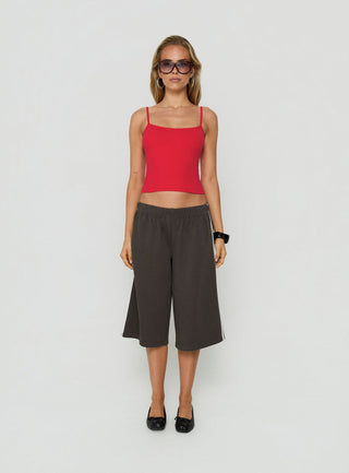 Daily Define Thin Strap Classic Tank Top Red