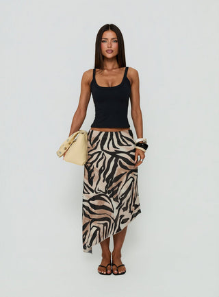 Suella Asymmetrical Midi Skirt Zebra