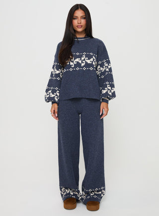 Alpine Knit Pants Navy  Cream