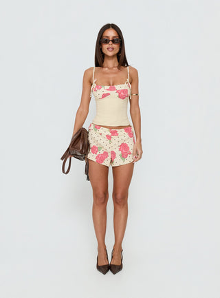 Yella Corset Top Floral Polka Dot