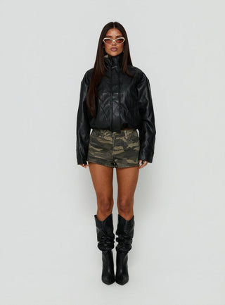 Dreamful Low Rise Mini Denim Short Washed Camo