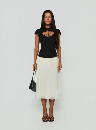 Ambrosea Panelled Midi Skirt Cream