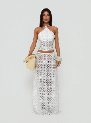 Starting Fresh Crochet Maxi Skirt White