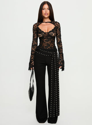 Karmel Lace Long Sleeve Top Black