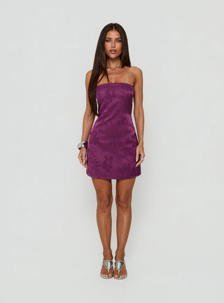 Ramie Strapless Mini Dress Plum