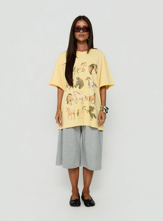 Horse Girl Oversized Graphic Tee Washed Yellow