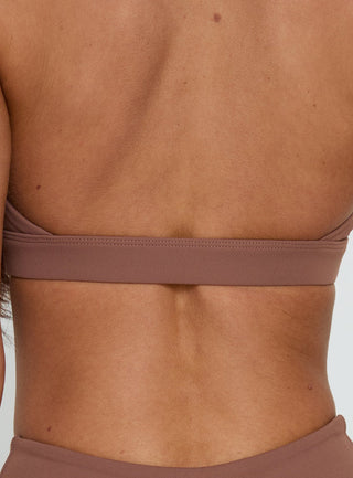 In Motion Active Plunge Halter Crop Top Clay