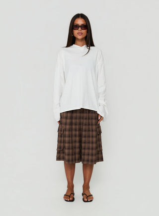 Settle Down Long Sleeve V Neck Top White