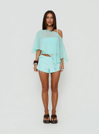 Senzo Chiffon Poncho Top Blue