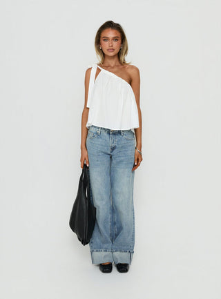 Serenitia Mid Rise Relaxed Cuff Jeans Light Vintage Wash
