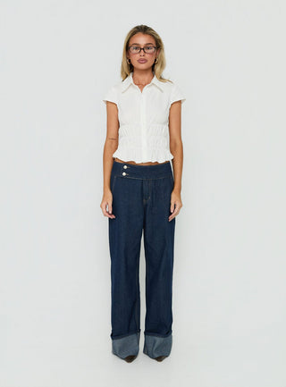 Oryn Gathered Waisted Top White