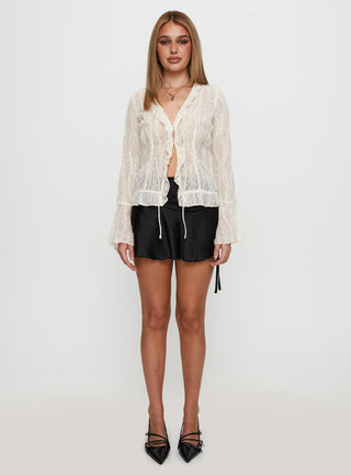 Sainz Frill Long Sleeve Top Cream