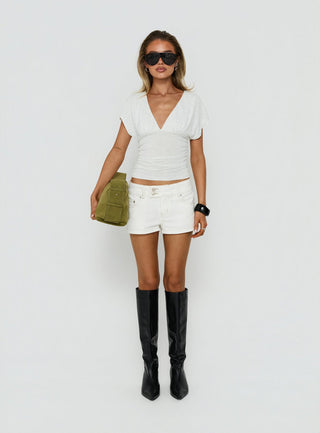 Cruiza Low Rise Micro Denim Short White