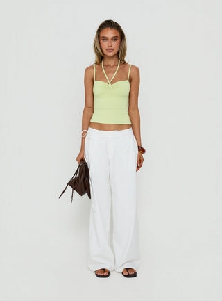 Mylana Straight Leg Tie Pants White