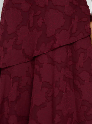Lyricah Tiered Tie Back Maxi Dress Burgundy Petite