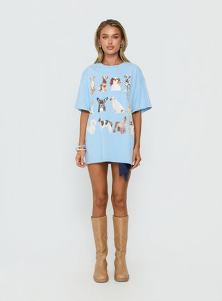 Dog Person Oversized Graphic Tee Washed Blue