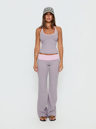Kobee Jersey Halter Top Slate  Dusty Pink