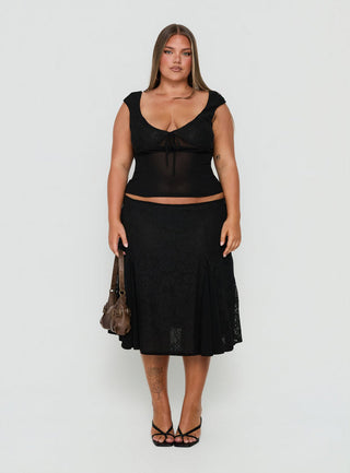 Quani Lace Midi Skirt Black Curve