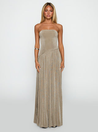 Inka Strapless Maxi Dress Taupe