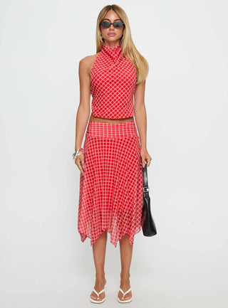 Scenic Route High Neck Top Red Check