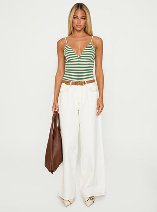 Like A Daydream Bodysuit Green  Cream