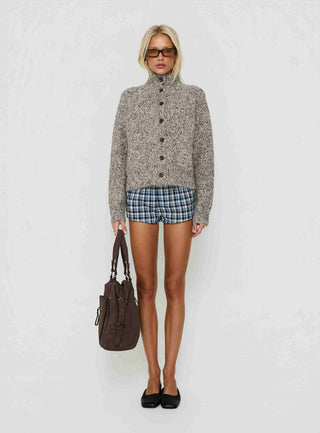 Faida Funnel Neck Knit Sweater Brown Speckle