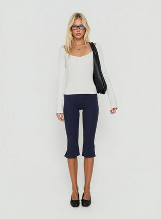 Keslie Long Sleeve Henley Top Grey