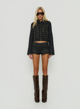 Kingstonn Military Denim Jacket Washed Black