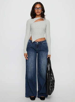 Downtowner Low Rise Cargo Jeans Mid Blue Wash