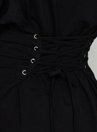 Enzia Raglan Lace Up Mini Dress Black