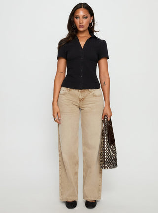What A Show Button Up Top Black
