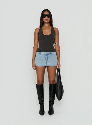 Rhode Denim Mini Skort Light Vintage Blue