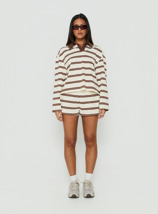 Eddi Shorts Cream / Brown Stripe