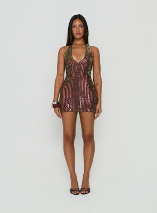 Codamo Mini Dress Dark Brown Shimmer