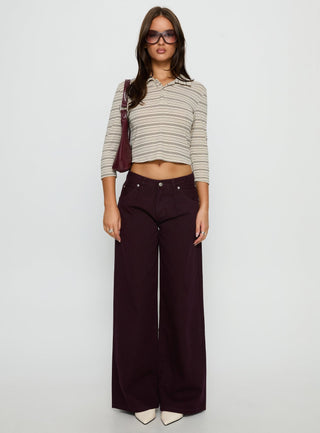 Jaeda Collared 34 Sleeve Top Stripe