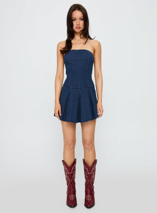 Fantastical Strapless Playsuit Dark Denim