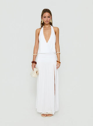 Casanova Halter Wrap Maxi Dress White