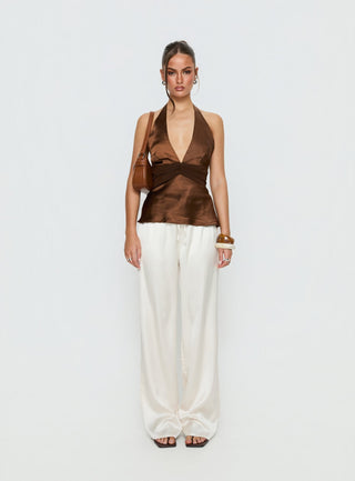 Salyra Satin Halter Top Chocolate