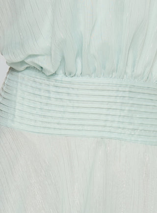 Rozario Chiffon Halter Mini Dress Aqua  Silver